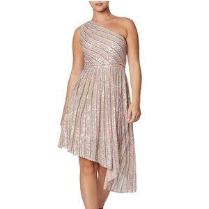 Laundry by Shelli Segal Sequin Asymmetric One Shoulder Dress sz 16